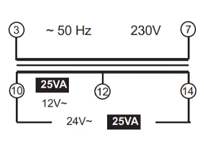 Wiring plan ABB TS 25 12 24 C Amperage measuring transformer 25 5A