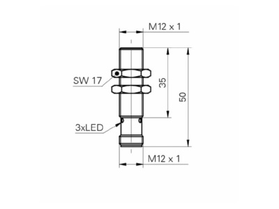 Ma�zeichnung Baumer IFRM 12P1701 S14L Naeherungsschalter induktiv
