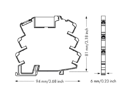 Dimensional drawing WAGO 857 708 Optocoupler 0 1A