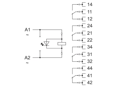 Circuit diagram WAGO 858 518 Switching relay AC 230V 0 05A
