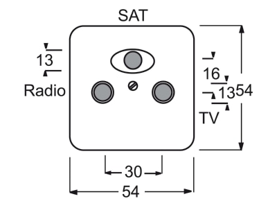 Dimensional drawing Busch Jaeger 1743 03 214 Central cover plate