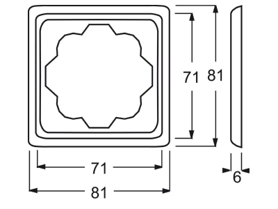 Dimensional drawing Busch Jaeger 1721 74 Frame 1 gang white