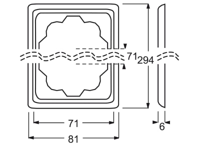 Dimensional drawing Busch Jaeger 1724 74 Frame 4 gang white