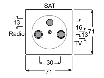 Mazeichnung Busch Jaeger 1743 03 74 Zentralscheibe aws m 3Anschl Rad TV SAT