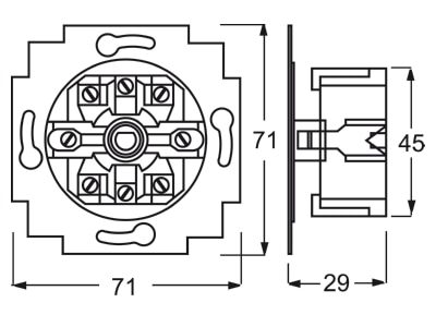 Dimensional drawing Busch Jaeger 2713 U 1 pole push button for roller shutter