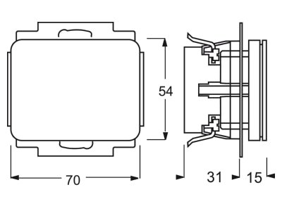Dimensional drawing Busch Jaeger 20 EUK 24G Socket outlet  receptacle 