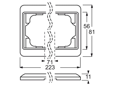 Dimensional drawing Busch Jaeger 1723 20 Frame 3 gang platinum
