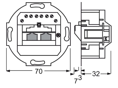 Dimensional drawing Busch Jaeger 0215 RJ45 8 8  Data outlet white