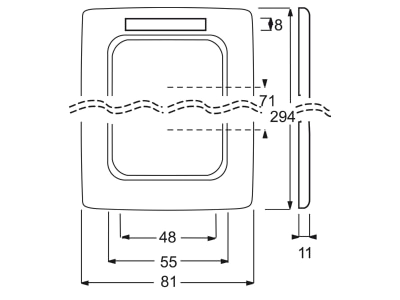 Dimensional drawing Busch Jaeger 1724 NSKA 214 Frame 4 gang white