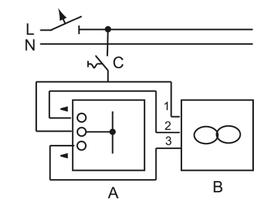 Wiring plan Busch Jaeger 2711 UCDRL 214 Three stage switch flush mounted
