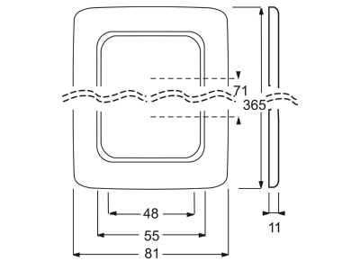 Dimensional drawing Busch Jaeger 2515 214 Frame 5 gang white