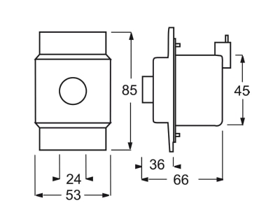 Dimensional drawing Busch Jaeger 2112 101 Control unit for light control system