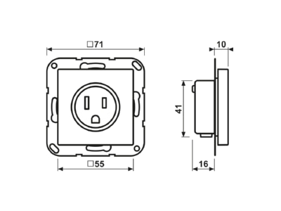 Dimensional drawing Jung A 521 15 AL Socket outlet  receptacle  NEMA