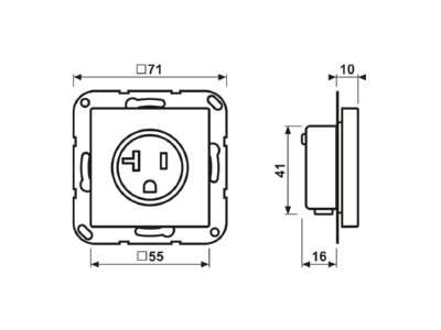 Dimensional drawing Jung A 521 20 AL Socket outlet  receptacle  NEMA