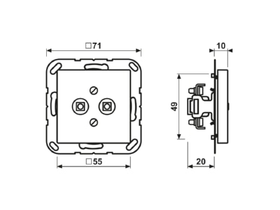 Ma�zeichnung Jung A 565 2 Potential Ausgl Steckdose 2 Steckerstifte