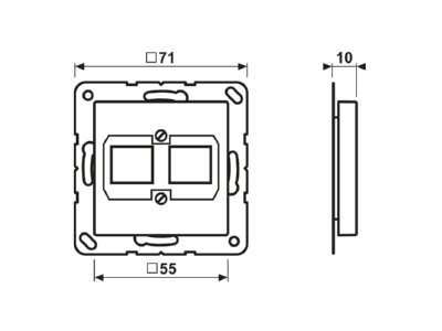 Dimensional drawing Jung A 569 21 ACS Plate Modular Jack