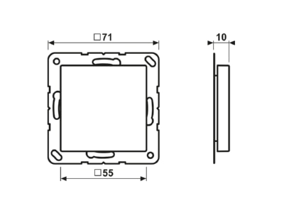 Dimensional drawing Jung A 594 0 Cover plate for Blind plate cream white
