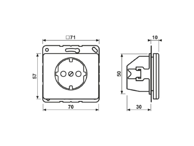 Dimensional drawing Jung SL 520 WW Socket outlet  receptacle 