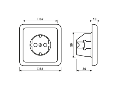 Dimensional drawing Jung 5520 KI WW Socket outlet  receptacle 