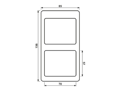 Dimensional drawing Jung SL 582 WW Frame 2 gang white