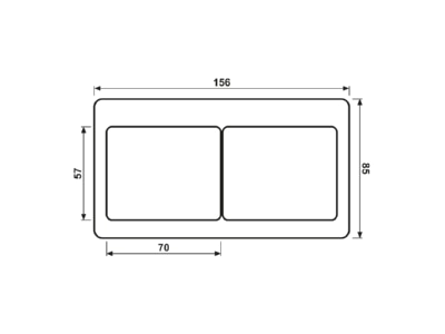 Dimensional drawing Jung SL 5820 WW Frame 2 gang white