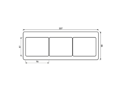 Dimensional drawing Jung SL 5830 GB Frame 3 gang bronze