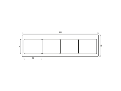 Dimensional drawing Jung SL 5840 GB Frame 4 gang bronze