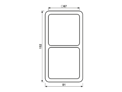 Dimensional drawing Jung CD 582 SW Frame 2 gang black