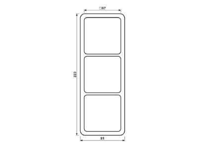 Dimensional drawing Jung CD 583 SW Frame 3 gang black