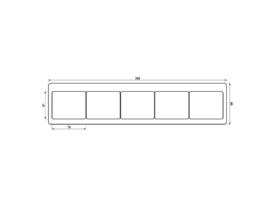 Dimensional drawing Jung SL 5850 WW Frame 5 gang white