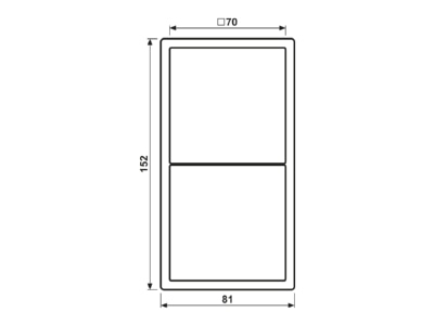 Dimensional drawing Jung LS 982 W Frame 2 gang cream white