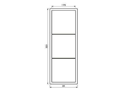 Dimensional drawing Jung LS 983 W Frame 3 gang cream white
