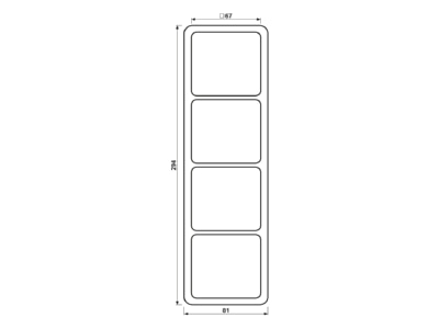Dimensional drawing Jung CD 584 WW Frame 4 gang white
