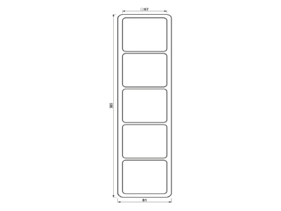 Dimensional drawing Jung CD 585 W Frame 5 gang cream white