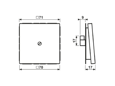 Dimensional drawing Jung LS 990 A Basic element with central cover plate