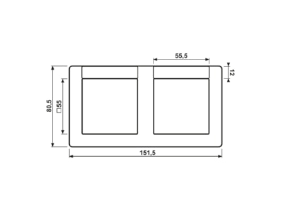 Dimensional drawing Jung AS 5820 NA WW Frame 2 gang white