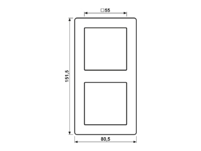 Dimensional drawing Jung AS 582 BF Frame 2 gang cream white