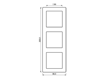 Dimensional drawing Jung AS 583 BF WW Frame 3 gang white
