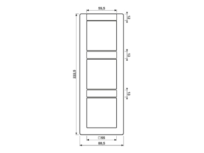 Dimensional drawing Jung AS 583 NA WW Frame 3 gang white