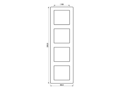 Dimensional drawing Jung AS 584 WW Frame 4 gang white