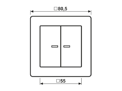 Dimensional drawing Jung AS 590 5 KO5 WW Cover plate for switch push button white