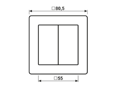 Ma�zeichnung Jung AS 590 5 P Abdeckung Symbole ws fuer Taster