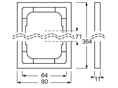 Dimensional drawing Busch Jaeger 1725 184K Frame 5 gang white
