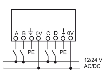 Connection diagram 1 Busch Jaeger 6174 20 EIB  KNX binary input 4 ch 
