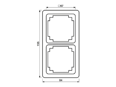 Dimensional drawing Jung CDP 582 WW Frame 2 gang white