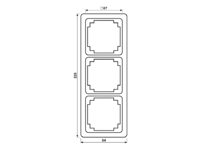 Dimensional drawing Jung CDP 583 WW Frame 3 gang white
