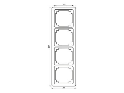 Dimensional drawing Jung CDP 584 WW Frame 4 gang white