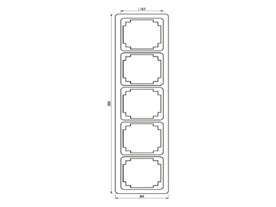 Dimensional drawing Jung CDP 585 WW Frame 5 gang white