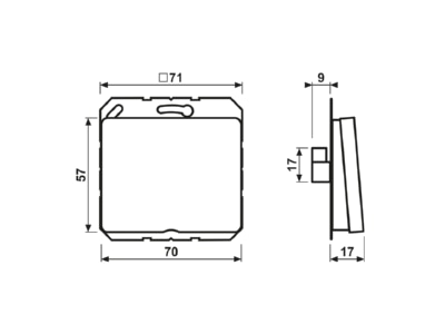Dimensional drawing Jung SL 590 A WW Basic element with central cover plate