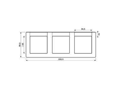 Dimensional drawing Jung ABAS 5830 NA WW Frame 3 gang white